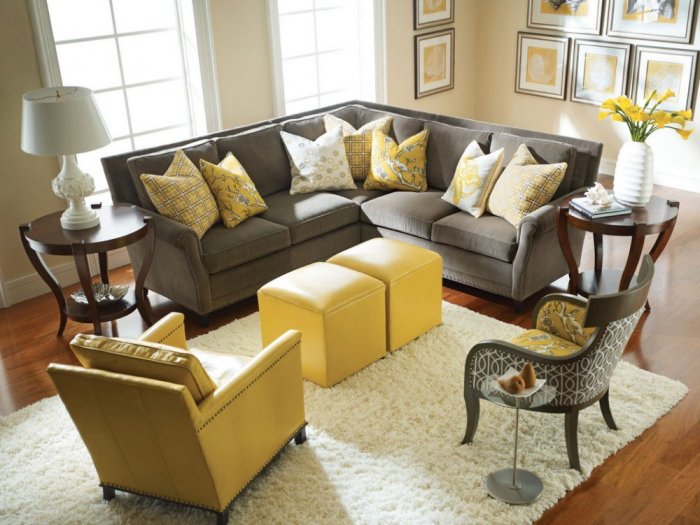 Yellow and gray wall decor