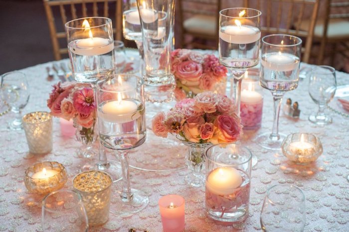 Dining table decor with candles