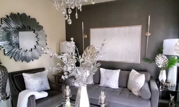 Silver table decor for living room