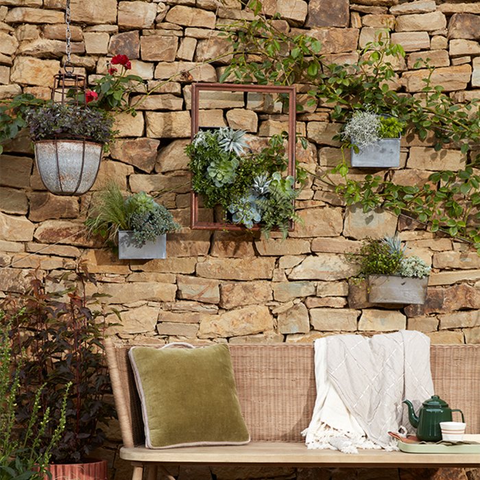 Outdoor brick wall decor