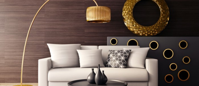 Gold and grey wall decor