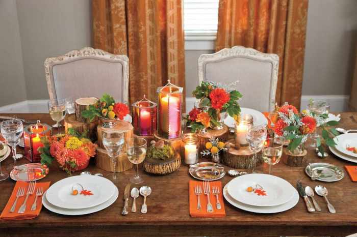 Fall dinner table decor